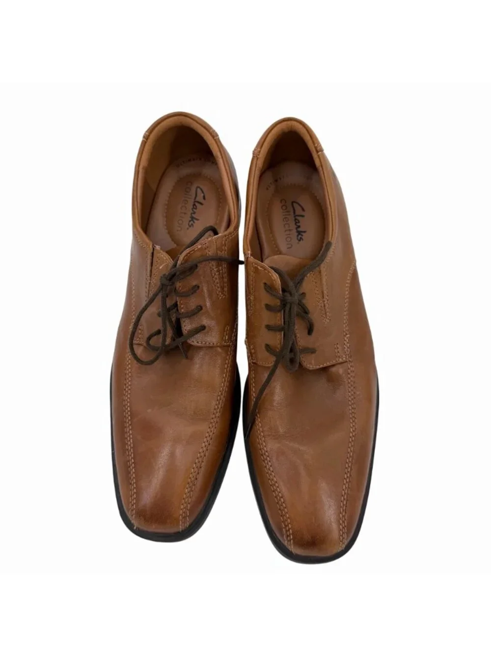 CLARKS COLLECTION MEN'S LT BROWN ULTIMATE COMFORT LEATHER OXFORD LACE UP DRESS S